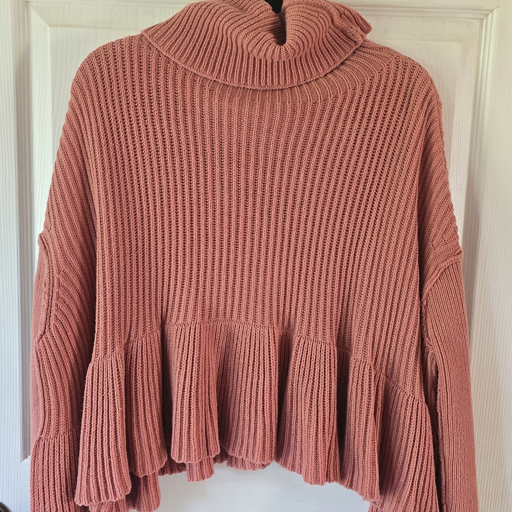 Free People Coral Cowl Neck Sweater